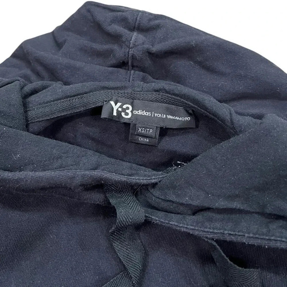 Y-3 Yohji Yamamoto Adidas Signature Logo Pullover Hoodie Black XS - Picture 6 of 6